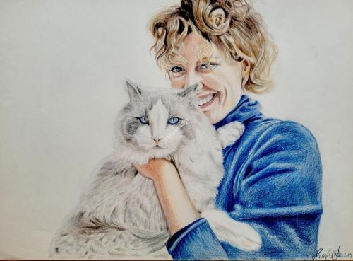 Marianna de Micheli con il suo gatto Ragdoll Jingjok, 29,7 x 42 cm